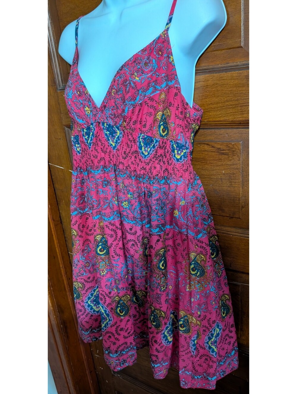 Woman's Paisley Floral Cami Spaghetti Strap Boho Sundress - Picture 6 of 11